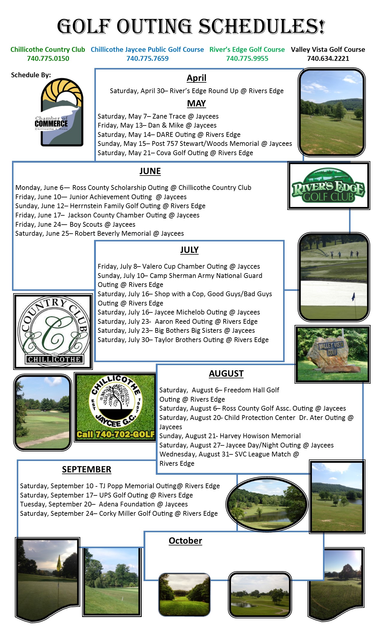 2016 Community Outing Schedule